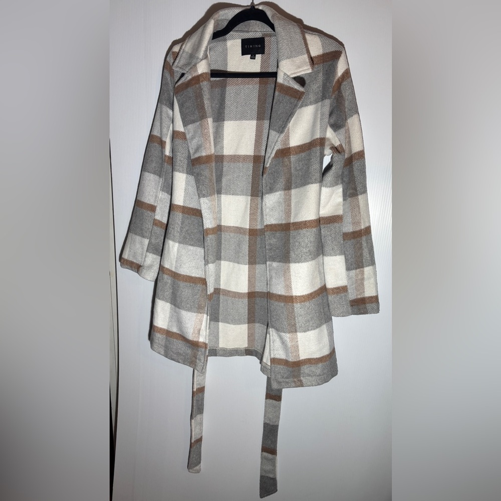 Gray and Tan Plaid Women's Coat size small